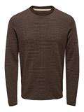 ONSNIGUEL REG 12 STRIPE CREW KNIT hot fudge