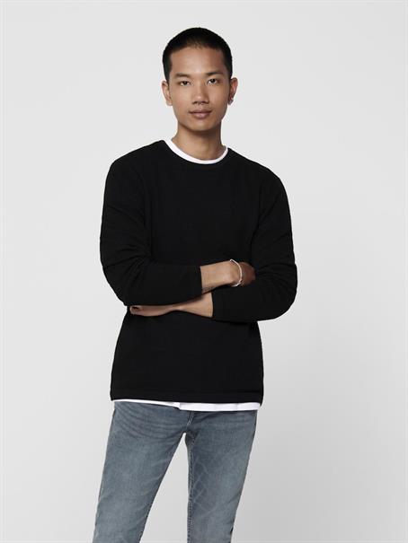 ONSPANTER REG 12 STRUC CREW KNIT NOOS black