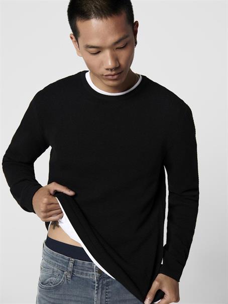 ONSPANTER REG 12 STRUC CREW KNIT NOOS black