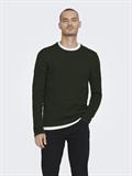ONSPANTER REG 12 STRUC CREW KNIT NOOS dunkelgrün1