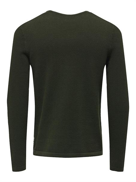 ONSPANTER REG 12 STRUC CREW KNIT NOOS dunkelgrün1