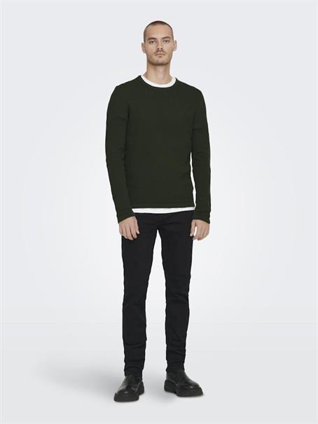 ONSPANTER REG 12 STRUC CREW KNIT NOOS dunkelgrün1