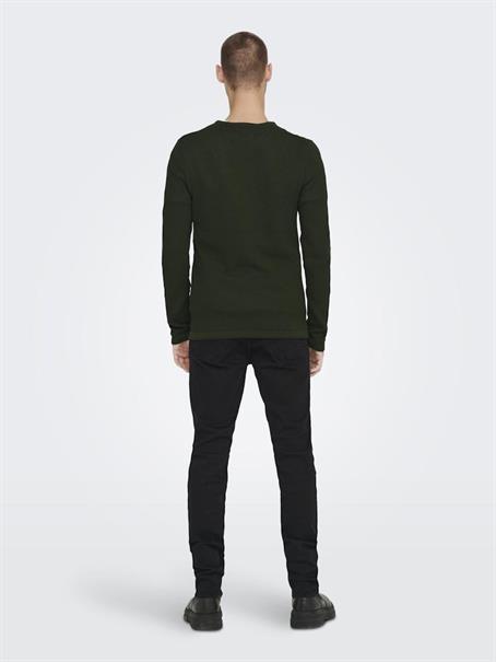 ONSPANTER REG 12 STRUC CREW KNIT NOOS dunkelgrün1