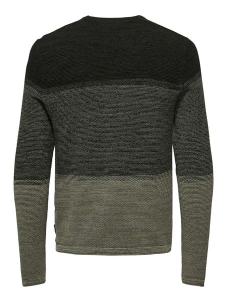 ONSPANTER REG 12 STRUC CREW KNIT NOOS dunkelgrün2