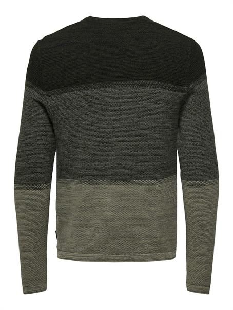ONSPANTER REG 12 STRUC CREW KNIT NOOS dunkelgrün2