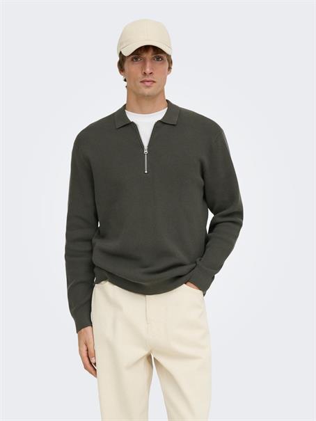 ONSPHIL REG 12 HALF ZIP POLO KNIT beluga
