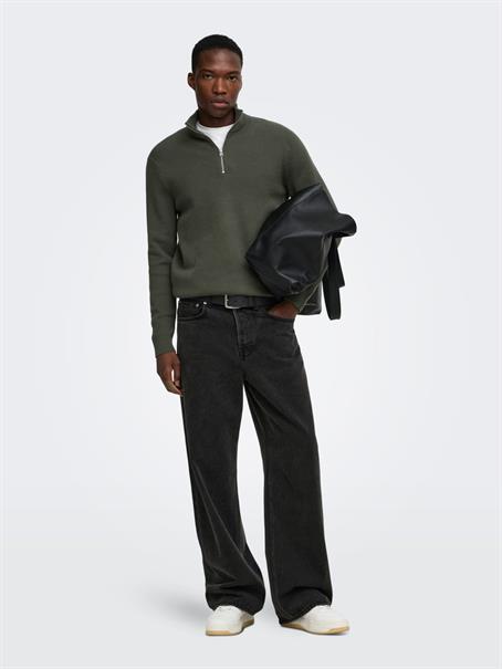 ONSPHIL REG 12 STRUC HALF ZIP KNIT NOOS beluga