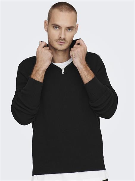 ONSPHIL REG 12 STRUC HALF ZIP KNIT NOOS black