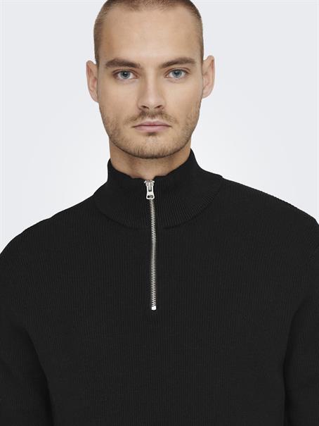 ONSPHIL REG 12 STRUC HALF ZIP KNIT NOOS black