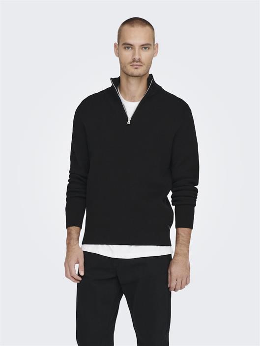 onsphil-reg-12-struc-half-zip-knit-noos-black