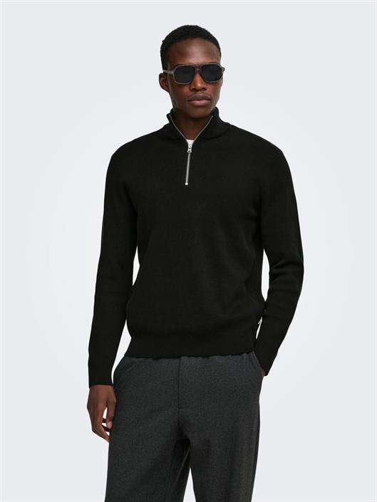 onsphil-reg-12-struc-half-zip-knit-noos-black