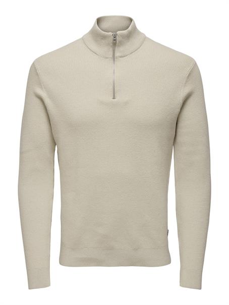 ONSPHIL REG 12 STRUC HALF ZIP KNIT NOOS silver lining