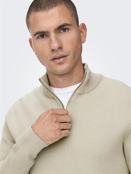 ONSPHIL REG 12 STRUC HALF ZIP KNIT NOOS silver lining