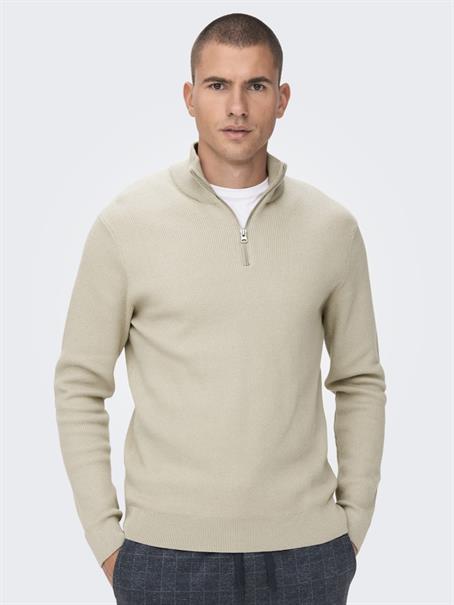 ONSPHIL REG 12 STRUC HALF ZIP KNIT NOOS silver lining