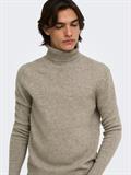 ONSRAY REG LS WOOL BLEND ROLL KNIT FRML walnut