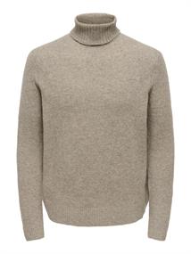ONSRAY REG LS WOOL BLEND ROLL KNIT FRML walnut