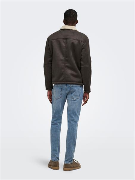 ONSROYCE SHEARLING JACKET OTW hot fudge