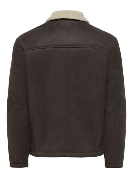 ONSROYCE SHEARLING JACKET OTW hot fudge