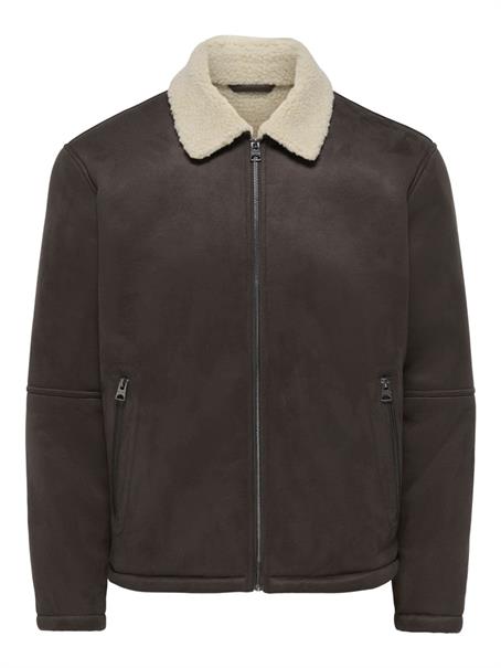 ONSROYCE SHEARLING JACKET OTW hot fudge