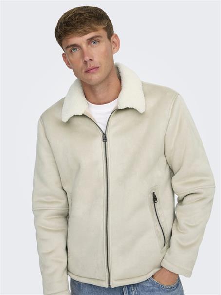 ONSROYCE SHEARLING JACKET OTW silver lining