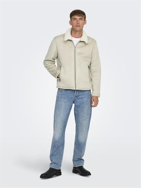 ONSROYCE SHEARLING JACKET OTW silver lining