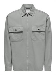 ONSTEAM LS HEAVY TWILL ZIP RLX SHIRT limestone