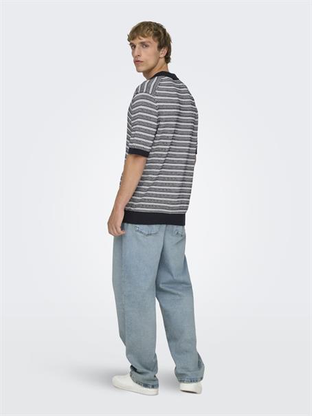 ONSTILO LIFE REG SS SPLIT NECK KNIT NOOS dark sapphire