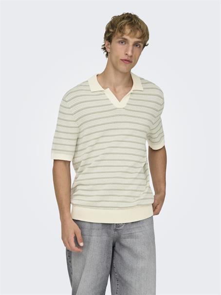 ONSTILO LIFE REG SS SPLIT NECK KNIT NOOS gardenia