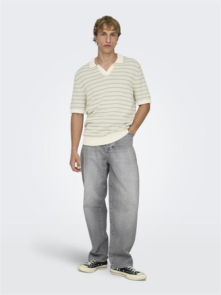 ONSTILO LIFE REG SS SPLIT NECK KNIT NOOS gardenia