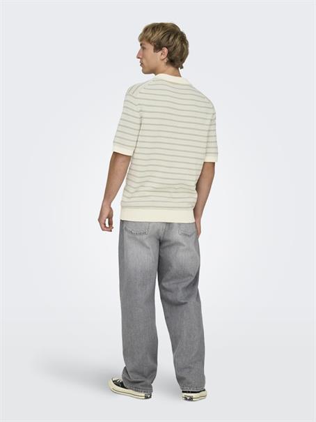 ONSTILO LIFE REG SS SPLIT NECK KNIT NOOS gardenia