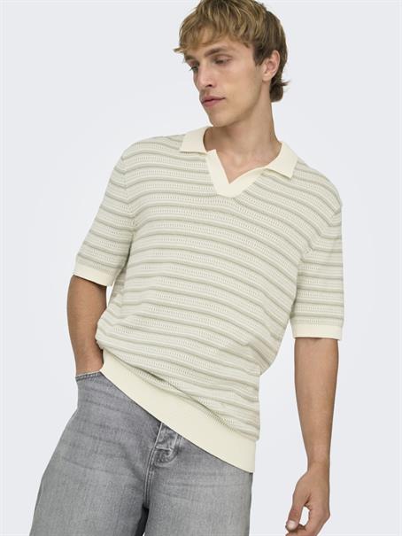 ONSTILO LIFE REG SS SPLIT NECK KNIT NOOS gardenia