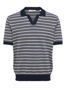 ONSTILO REG SS SPLIT NECK KNIT NOOS dark sapphire