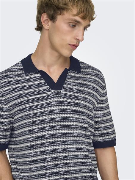 ONSTILO REG SS SPLIT NECK KNIT NOOS dark sapphire