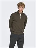 ONSTING REG HALF ZIP KNIT NOOS coffee bean