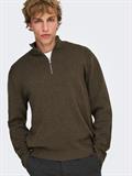 ONSTING REG HALF ZIP KNIT NOOS coffee bean