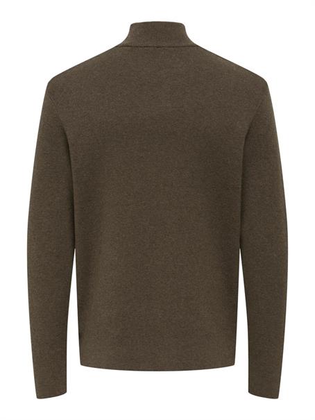 ONSTING REG HALF ZIP KNIT NOOS coffee bean