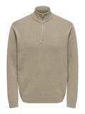 ONSTING REG HALF ZIP KNIT NOOS desert taupe
