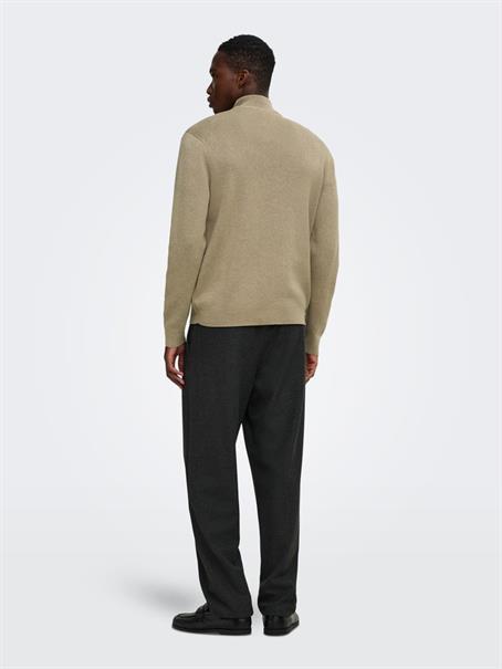 ONSTING REG HALF ZIP KNIT NOOS desert taupe