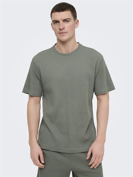 ONSTOBIE REG SS WAFFLE TEE NOOS castor gray