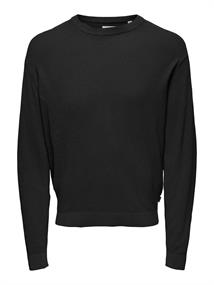ONSTONY DS 12 LS WAFFLE CREW KNIT NOOS black