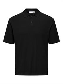 ONSTONY REG 12 SS WAFFLE POLO KNIT black