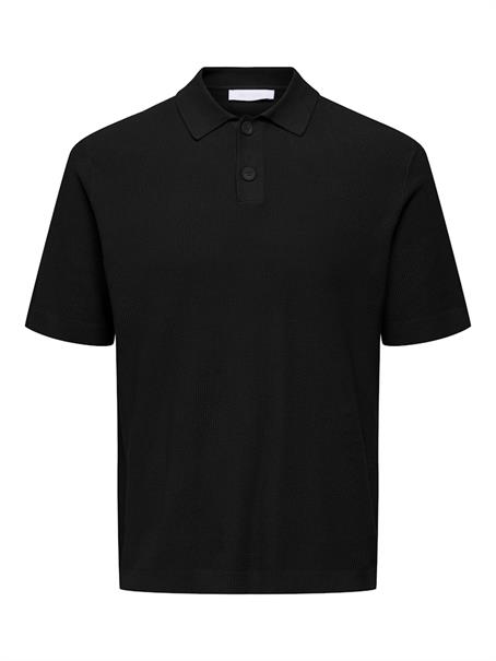 ONSTONY REG 12 SS WAFFLE POLO KNIT black