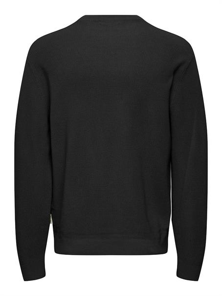 ONSTONY RLX 12 LS WAFFLE CREW KNIT NOOS black