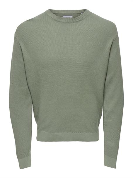 ONSTONY RLX 12 LS WAFFLE CREW KNIT NOOS wrought iron