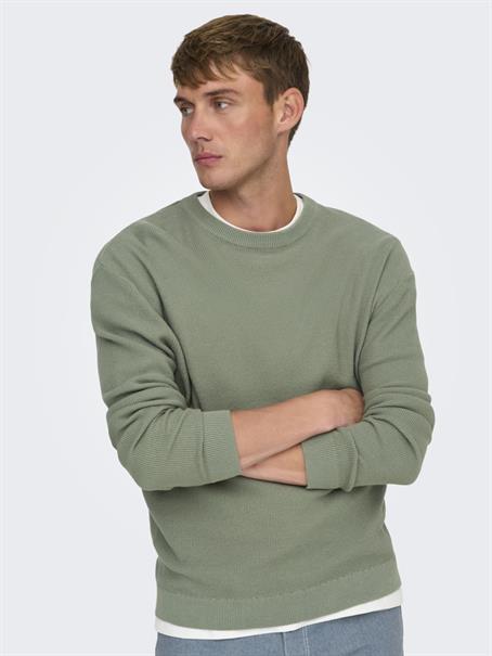 ONSTONY RLX 12 LS WAFFLE CREW KNIT NOOS wrought iron