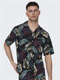 ONSWAYNE LIFE AOP SS VISCOSE SHIRT NOOS black