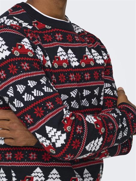 ONSXMAS REG 5 JAQ CREW KNIT dark navy