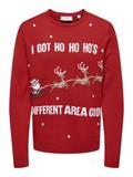 ONSXMAS REG 5 PLACEMENT CREW KNIT pompeian red1