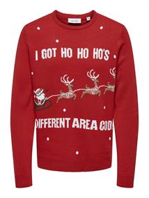 ONSXMAS REG 5 PLACEMENT CREW KNIT pompeian red1