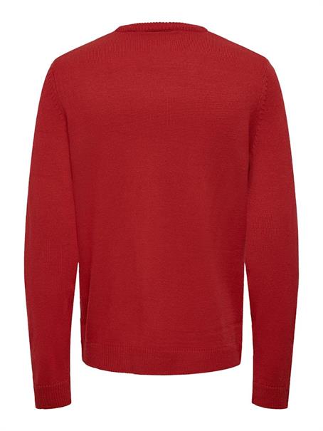 ONSXMAS REG 5 PLACEMENT CREW KNIT pompeian red1